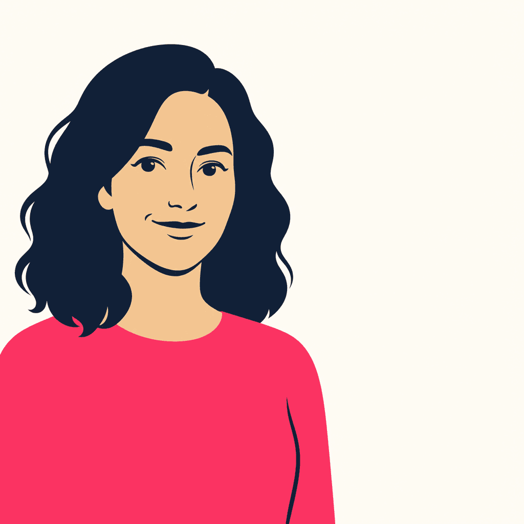 Miss Pop, la voix de Frecita : illustration d'une femme aux cheveux foncés.